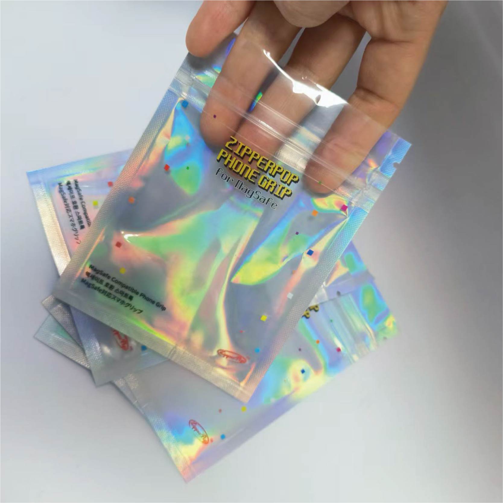 Custom Printed Three Sides Sealing Packging Bag for Accessories  Zipper Resealabel Pouch  Hologram Bag Toy Sachet
